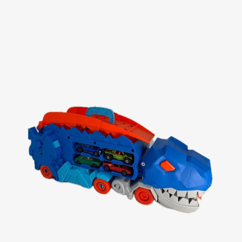 Dinosaur T-Rex Car Transporter Truck Car Carrier Storage Track Blue Orange